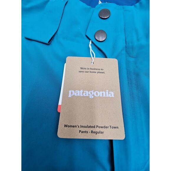 Patagonia Women's S Belay Blue Insulated Powder Town Snow Pants Reg NWT - Picture 6 of 13